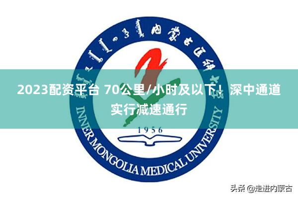 2023配资平台 70公里/小时及以下！深中通道实行减速通行